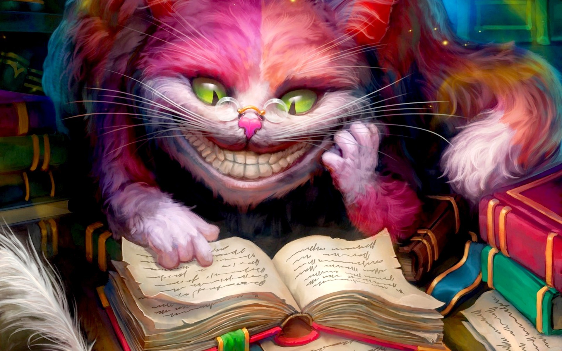 Fantasy_Cheshire_Cat_reading_a_book__Alice_in_Wonderland_102313_
